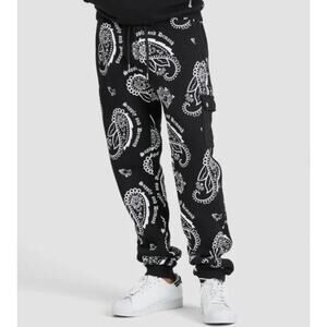 NWT Supply & Demand Black and White‎ Paisley Spray Jogger Sweatpant Men's XS